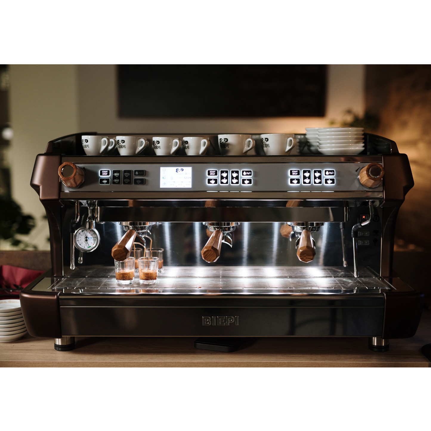 Biepi MC-1 Barista PRO Espresso Machine 3 Group Olive Wood
